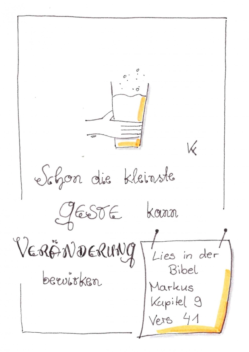Katrin Fuchs, Sketchnote zu Mk 9,41